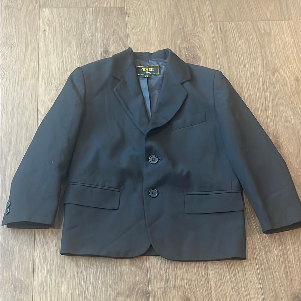 Kids Black Blazer Wool Made in Italy School Wedding Ring Boy Suiting Jacket